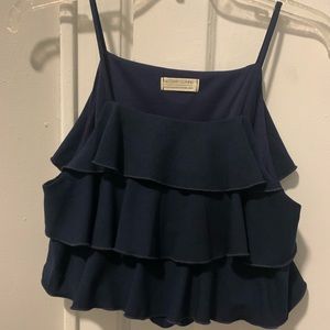 Navy ruffle crop top
